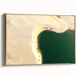 Framed canvas depicting a vintage-style landscape of Saudi Arabia in muted gold and black tones, ideal for bedroom wall art.