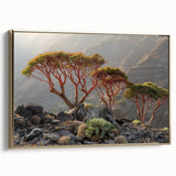 Framed canvas featuring a vintage-style landscape painting of a Middle Eastern scenery, ideal for bedroom wall art.