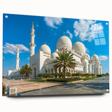 Acrylic print of Abu Dhabi skyline in muted earth tones, ideal for bedroom or dining room decor.
