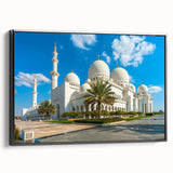 Black and white landscape art painting of Abu Dhabi on framed canvas, ideal for bedroom decor.