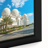 Extra large framed canvas featuring a textured, colorful abstract design resembling Abu Dhabi scenery.
