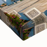 Black and white landscape art painting of Abu Dhabi on stretched canvas, ideal for bedroom wall art.