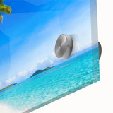 Large abstract wall art of oceanic scenery in Fiji on acrylic glass, with vibrant blue and teal shades.