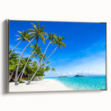 Framed canvas landscape art painting depicting a vibrant Oceania Fiji scenery.