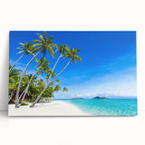 Black and white stretched canvas of an oceanic Fiji scenery, ideal for kitchen wall art or bedroom ambiance.