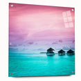 Acrylic print of a serene French Polynesia Bora Bora seascape, using soft blue and green tones.