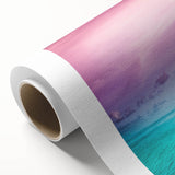 Art deco poster of Bora Bora landscape in pastel blue and green tones on rolled canvas, ideal for nursery wall art.