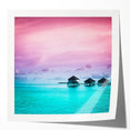 Extra large rolled print of Bora Bora scenery with vivid blue ocean and lush greenery, ideal for dining room wall art.