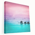 Side view of a stretched canvas depicting the serene Bora Bora landscape, ideal for kitchen wall art.