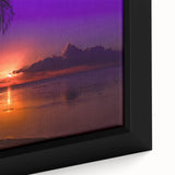 Framed canvas of a Tahitian landscape with lush greenery and calm waters, ideal for bedroom wall art.