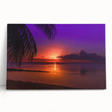 Black and white photograph of Tahiti's coastline on stretched canvas, ideal for kitchen wall art or bedroom ambiance.