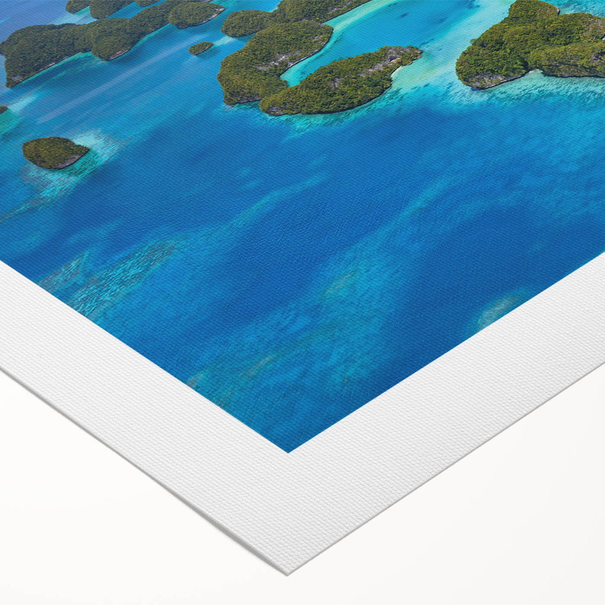 Art deco poster featuring a serene Micronesian oceanic scene on rolled canvas, suitable for dining room wall art.