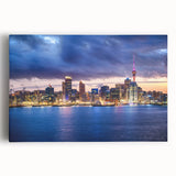 Black and white photograph of Auckland skyline on large stretched canvas, suitable as kitchen wall art.