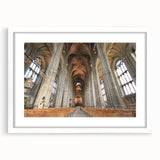 Abstract art print of Canterbury, New Zealand in muted green and blue shades on a white framed canvas.