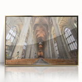 Large art print of Canterbury, New Zealand landscape in mid-century modernist style, framed in gold acrylic.