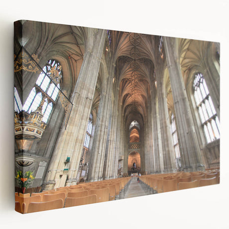 Large stretched canvas of a serene Canterbury, New Zealand landscape in soft green and blue hues, ideal for kitchen wall art.
