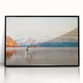 Large abstract wall art depicting New Zealand's Otago scenery in muted earth tones, framed in black acrylic.