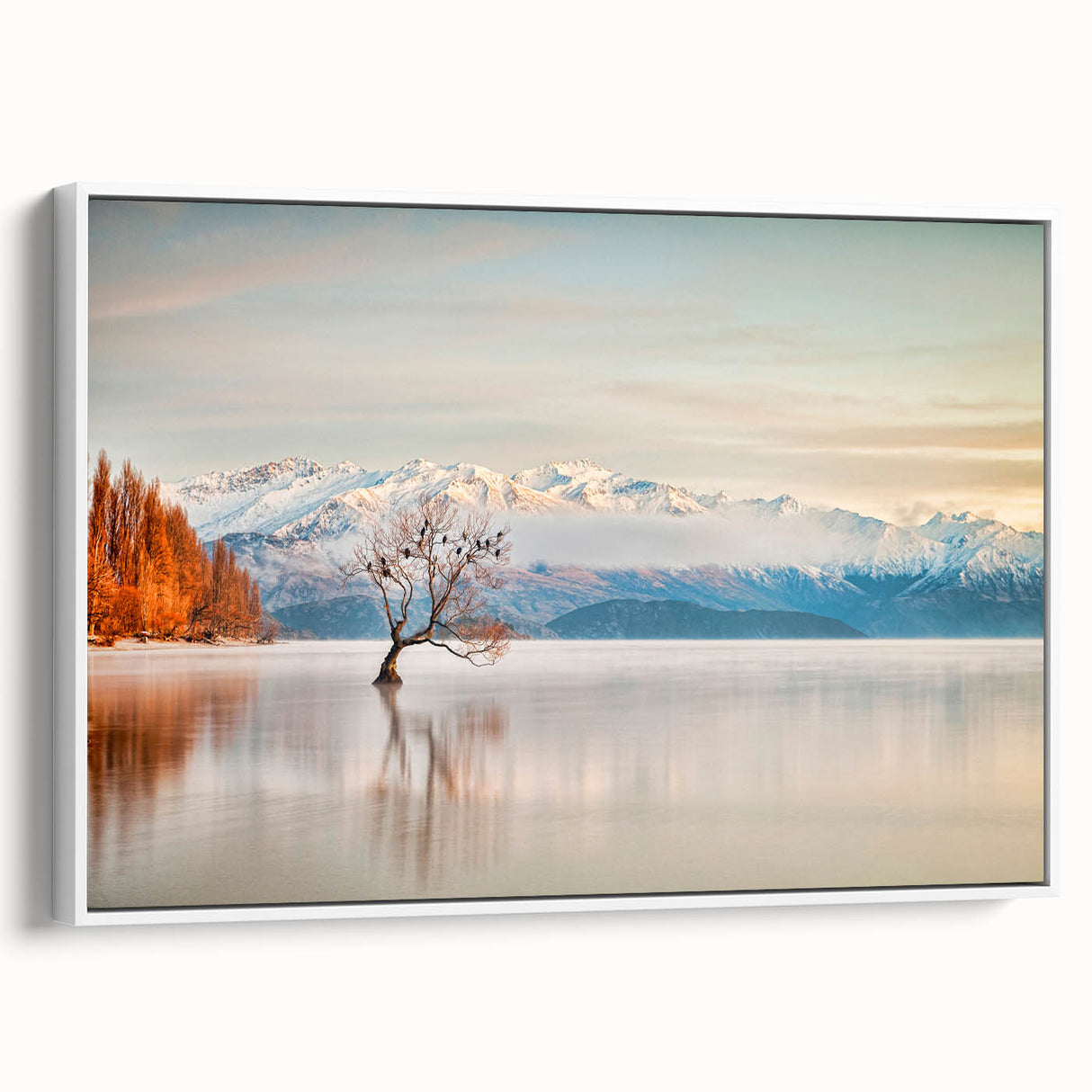 Vintage poster art of Otago, New Zealand landscape on extra large framed canvas.