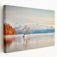 Large stretched canvas featuring a serene Otago, New Zealand landscape in muted green and blue tones.