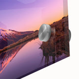 Large abstract depiction of Taranaki, New Zealand in muted earth tones on acrylic glass, suitable for dining room art.