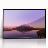 Large abstract wall art depicting Taranaki, New Zealand in muted earth tones on a black framed acrylic.