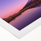 Art deco poster of Mount Taranaki in New Zealand, featuring soft pastel colors on rolled canvas.