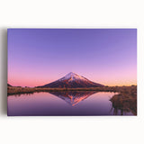 Black and white photograph of Mount Taranaki in New Zealand on a stretched canvas, ideal for kitchen wall art.