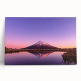 Black and white photo of Mount Taranaki in New Zealand on stretched canvas, ideal for kitchen wall art.