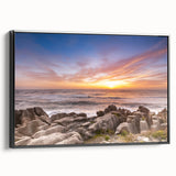 Black and white framed canvas of New Zealand's West Coast landscape, ideal for bedroom wall art.