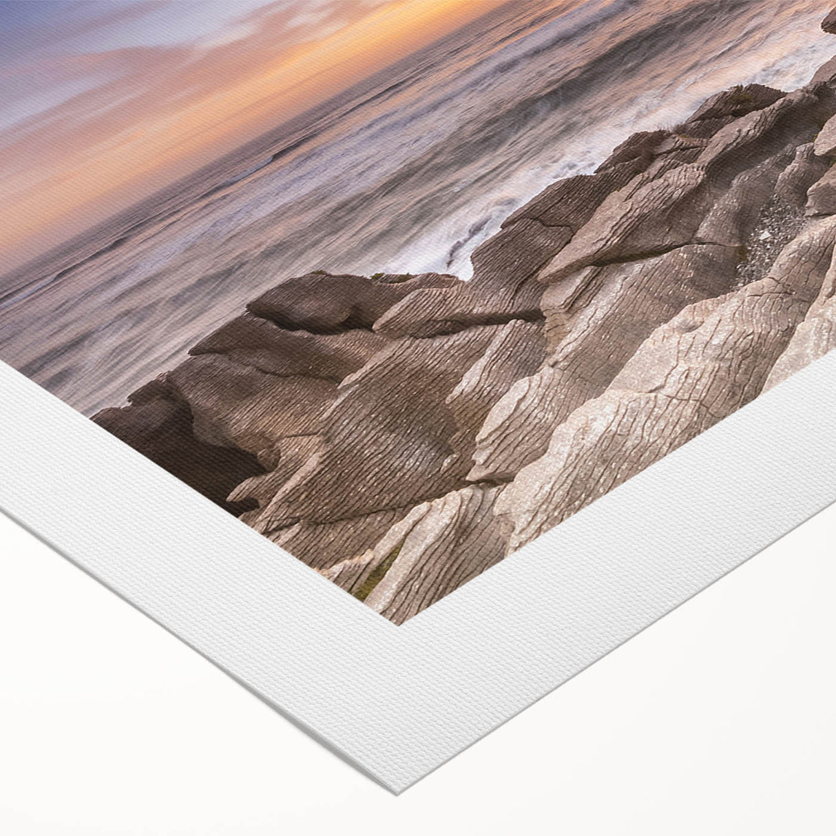 Art deco poster of New Zealand's West Coast in monochrome tones on rolled canvas, suitable for dining room decor.