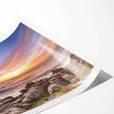Extra large wall art featuring line art flowers in soft pastel shades on a rolled print.