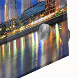 Large abstract wall art print of Buenos Aires in mid-century modernist style on acrylic glass, with muted earth tones.