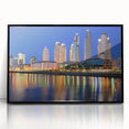 Large abstract wall art featuring a colorful Buenos Aires cityscape on a framed acrylic, ideal for modern living room decor.