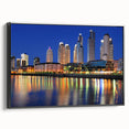 Black and white framed canvas depicting a vintage-style landscape of Buenos Aires, ideal for bedroom wall art.
