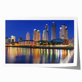 Extra large rolled print of Buenos Aires skyline in pastel shades, ideal for art wall dining room.
