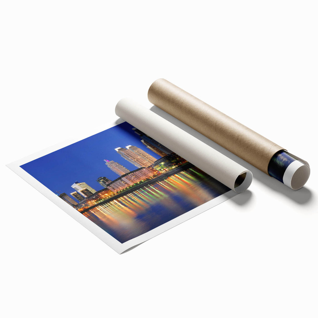 Extra large rolled print of Buenos Aires scenery with floral motifs in pastel colors.