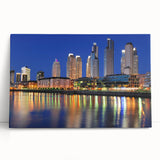 Black and white photo of Buenos Aires cityscape on stretched canvas, ideal for kitchen wall art or bedroom.