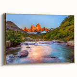 Framed canvas wall art featuring a vintage-style landscape painting of an Argentine scenery in black and gold tones.