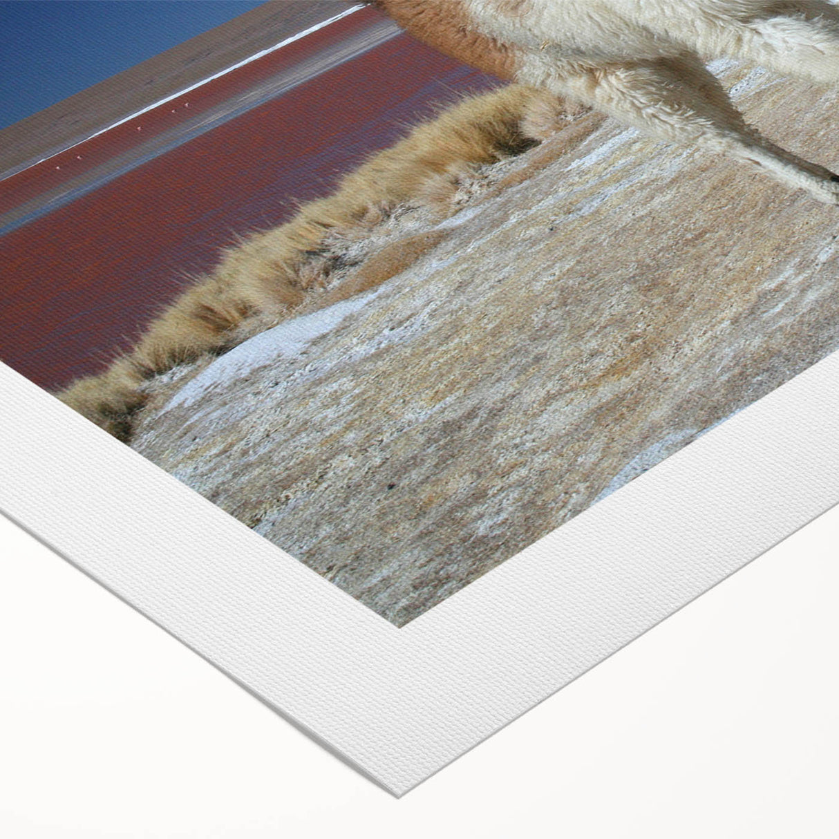 Art deco poster featuring a stylized Bolivian landscape in earthy tones on a rolled canvas, suitable for dining room decor.