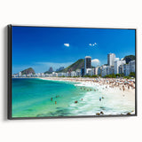 Black and white vintage poster art of a Brazilian landscape on framed canvas, ideal for bedroom wall decor.