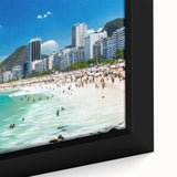 Extra large framed canvas featuring a textured depiction of a colorful Brazilian landscape, ideal for living room decor.