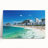 Black and white photo of Rio de Janeiro skyline on large stretched canvas, ideal for kitchen wall art.