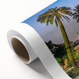 Art deco poster of Santiago skyline in pastel shades on rolled canvas, ideal for nursery wall art.