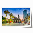 Extra large rolled print of Santiago, Chile skyline in muted earth tones, ideal for art wall dining room.