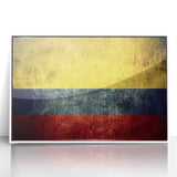 Acrylic print of a serene Colombian landscape in soft pastel shades, framed in white, suitable for modern nursery decor.