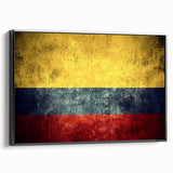 Black and white framed canvas of a vintage Colombian landscape, suitable for bedroom wall art.