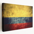 Large canvas print of a Colombian landscape in vibrant green and blue tones, ideal for kitchen wall decor.