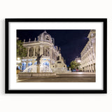 Abstract art print of an Ecuadorian landscape in vibrant colors on a large framed canvas, suitable for living room decor.