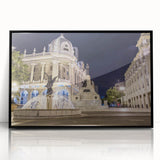 Large abstract wall art featuring a mid-century modernist scene of South America in Ecuador.