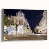 Framed canvas featuring a vintage-style landscape art painting of a colorful Ecuadorian scene.